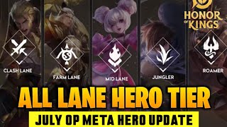 All Lane Hero Rankings July Tier List Revealed Honor of king [upl. by Miah]