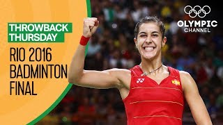 Carolina Marin ESP v PV Sindhu IND Womens Badminton Final Rio 2016  Throwback Thursday [upl. by Yanehs]