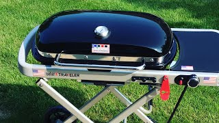 Weber Traveler Portable Gas Grill  Cast Iron Griddle Review  Awesome Seared Cheese Burgers [upl. by Trutko]