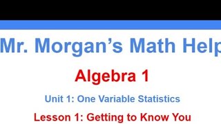 Algebra 1 Unit 1 Lesson 1  Mr Morgans Math Help [upl. by Belicia112]