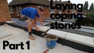 Laying concrete coping stone Part 1 [upl. by Reo]