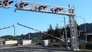 Long Cantilever Railroad Crossings Compilation USA Railroad Crossings 4K UHD [upl. by Lasala]