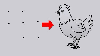 How to draw Hen with Dots  Simple and Easy hen drawing  मुर्गी ड्राइंग  Hen rangoli drawing [upl. by Poole]