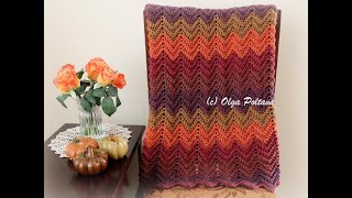 How to Crochet Fall Blanket Afghan Easy Ripple Stitch Crochet Video Tutorial [upl. by Ailbert205]