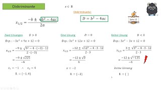 Diskriminante  Quadratische Gleichungen 2 [upl. by Hewet]