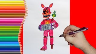 How to draw Rockstar Foxy FNaF Как нарисовать Рокстар Фокси ФНаФ [upl. by Anelat]