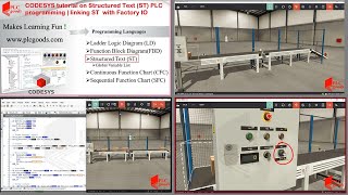 CODESYS tutorial on Structured Text ST PLC programming  linking ST with Factory IO [upl. by Kciredec]