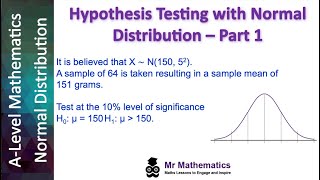 Hypothesis Testing with the Normal Distribution Part 1  Mr Mathematics [upl. by Formenti]