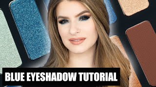 Blue eyeshadow for HOODED eyes  Step by step tutorial [upl. by Uolyram]