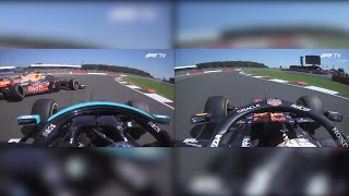 Max Verstappen amp Lewis Hamilton Side by Side Onboard  2021 British Grand Prix Silverstone Crash [upl. by Epifano]