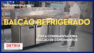 PISTA COMDIMENTADORA REFRIGERADA – Refrigerador com Condimentadora – Mesa Montar Pizza e Lanches [upl. by Ahsienak679]