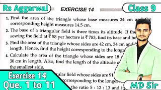 Ex 14 Q1 to Q11  Area of Triangles and Quadrilaterals  Class 9  Rs Aggarwal  CBSE  Md Sir [upl. by Eenej]