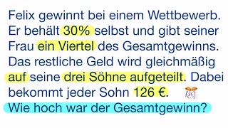 Kannst du den Gewinn berechnen Ein Rätsel mit Brüchen und Prozenten [upl. by Nedloh685]