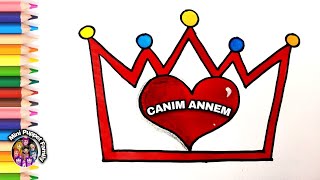 Anneler Günü Resmi Çizimi  Kolay Taç Çizimi  Mothers Day Picture Drawing  Easy Crown Drawing [upl. by Ambrosio946]