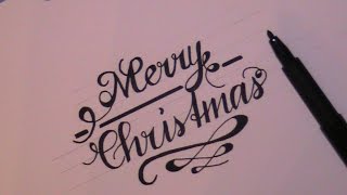 cursive fancy letters  how to write Merry Christmas [upl. by Stroup55]