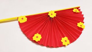 How to make hand fan using papers  paper craft [upl. by Elwyn]