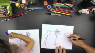 How To Draw Three Spring Flowers for younger kids [upl. by Ahtebat949]