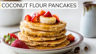 COCONUT FLOUR PANCAKES  fluffy lowcarb recipe [upl. by Noirad]