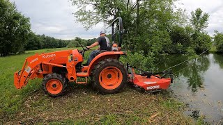 29 Brush Hogging With The Kubota L2501 And Clearing Trails [upl. by Oech548]