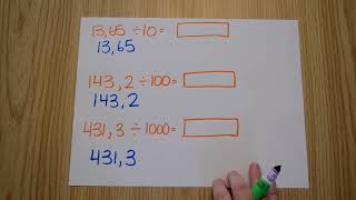 Mathématique  diviser un nombre décimal par 10 100 1 000 [upl. by Aamsa]