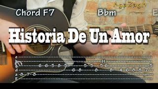 Historia De Un Amor  Guitar instrumental Tab Chords como tocar レッスン [upl. by Annaihs590]