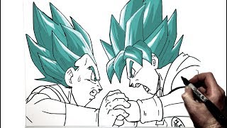 How to Draw Vegeta vs Goku  Step by step  Dragonball [upl. by Hyps]