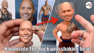 Dwayne Johnson the Rock made from polymer clay with a shaking head【Clay Artisan JAY】 [upl. by Tomchay]