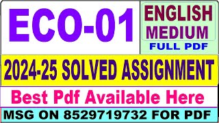 ECO 01 solved assignment 202425  eco 01 solved assignment 2025 in English  ignou eco1 2025 [upl. by Eniamerej]