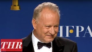 Golden Globes Winner Stellan Skarsgård Full Press Room Speech  THR [upl. by Lockwood433]