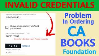 Invalid Credentials Issue ICAI CDS  Book Ordering  Being CA [upl. by Earlene528]