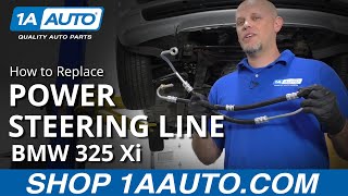 How to Replace High Pressure Power Steering Line 9706 BMW 325 Xi [upl. by Aeret80]