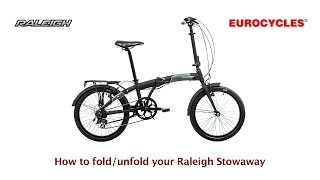 How to FoldUnfold your Raleigh Stowaway Folding Bike [upl. by Kipton]