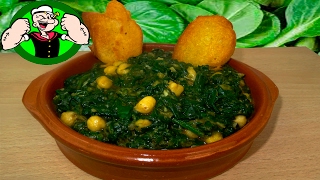 ESPINACAS CON GARBANZOS DE POPEYE  RECETA FÁCIL Y RÁPIDA [upl. by Kenrick]