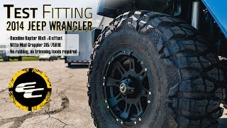 Test Fitting  Lifted 2014 Jeep Wrangler w 16quot Raceline Raptors amp 35quot Nitto Mud Grapplers [upl. by Yeoz]