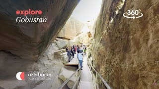 Check out the prehistoric petroglyphs of Gobustan in 360  Experience Azerbaijan [upl. by Emmey507]