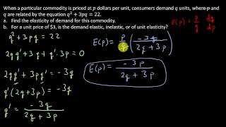 Business Calculus  Elasticity Of Demand [upl. by Sedecrem]