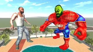 Franklin Fight Spiderman Hulk in Indian Bike Driving 3D [upl. by Ebneter]