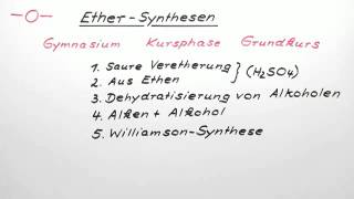 Ether  Synthese GK  Chemie  Organische Chemie [upl. by Rosio]