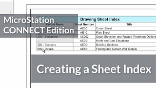 MicroStation CONNECT Edition Creating a Sheet Index in MicroStation [upl. by Adnawot22]