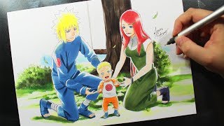 Speed Drawing  Minato Naruto and Kushina NARUTUBRO [upl. by Acinhoj881]