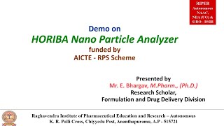 Demo on Horiba Nano Particle analyzer particle size and PDI measurement [upl. by Erdnuaed45]