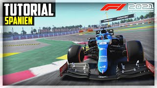 F1 2021 SPANIEN Setup amp Track Guide DE Spanien OHNE LINIE lernen Tutorial  Formel 1 2021 Guide [upl. by Ynahirb]