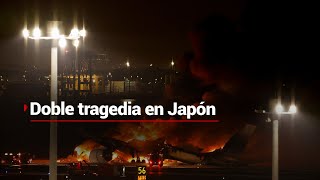 ¡Doble tragedia en Japón  Aviones chocan y se INCENDIAN luego del SISMO [upl. by Ycam]