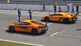 McLaren 570S vs Lamborghini Aventador SVJ [upl. by Sivaj]