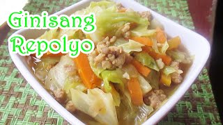 Ginisang Repolyo Sa Giniling Na Baboy Sauteed Cabbage in Ground Pork [upl. by Demp]