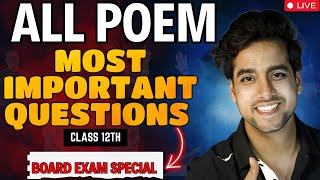 English class 12 poems important questions  Board Exam special [upl. by Enelav]