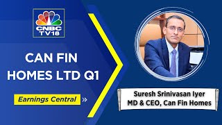 CNBC TV18  Can Fin Homes Suresh Srinivasan Iyer On Q1FY24  Earnings Central [upl. by Kenay]