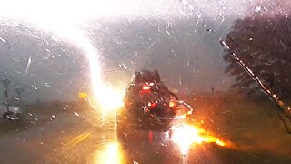 Jeep With Family Inside Struck by Lightning on Highway [upl. by Aitak]