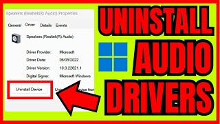 How To UNINSTALL Audio Drivers Windows 11 FULL GUIDE 2024 [upl. by Caresa]