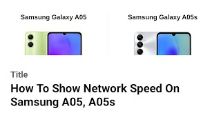 How To Show Network Speed On Samsung A05 A05s [upl. by Little]